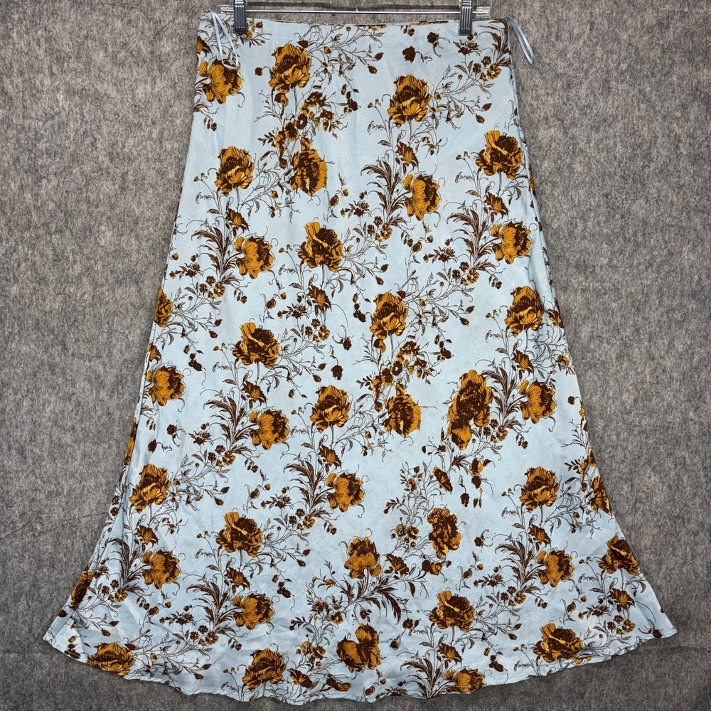 Y2K Midi Maxi Floral Skirt Women's Medium Blue Yellow Boho Lagenโ Look